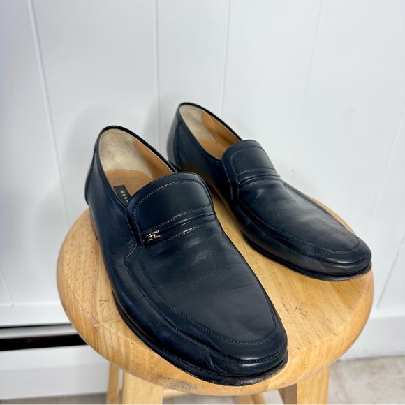 Magnanni Black Leather Slip On Loafers - Picture 1 of 12